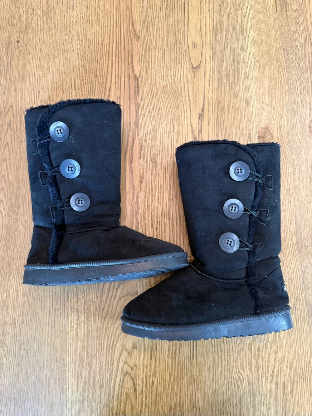Black Bailey Button Triplet Winter Boots – Faux Fur Lined Boots
